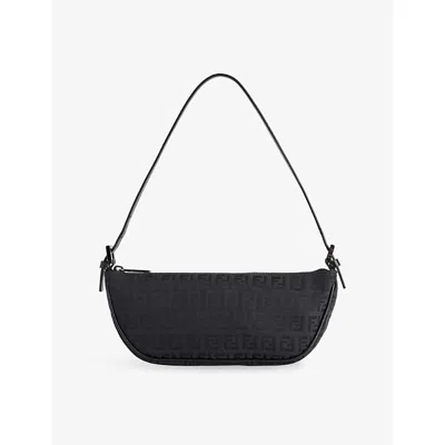 Reselfridges Womens  Pre-loved Fendi Zucchino Pochette Canvas Shoulder Bag In Black