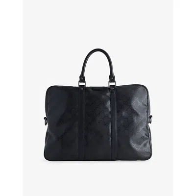 Reselfridges Womens Black Pre-loved Gucci Gg Imprime Coated Canvas Business Bag