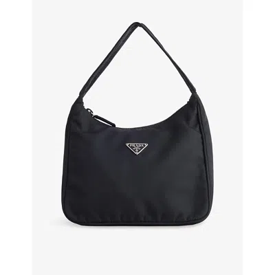 Reselfridges Womens  Pre-loved Prada Mini Tessuto Sport Woven Shoulder Bag In Black