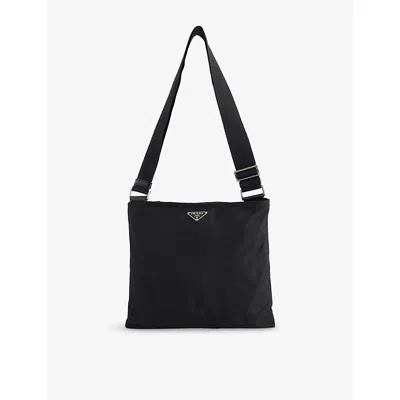 Reselfridges Womens  Pre-loved Prada Tessuto Zip-top Woven Cross-body Bag In Black
