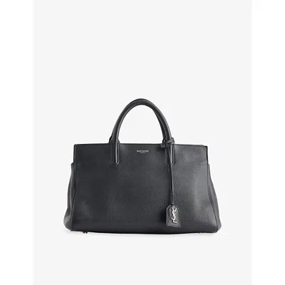 Reselfridges Womens Black Pre-loved Saint Laurent Rive Gauche Leather Satchel Bag