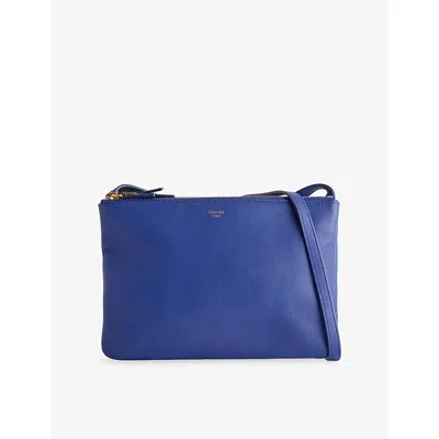 Reselfridges Womens Blue Midnight Blue Pre-loved Celine Trio Small Leather Cross-body Bag