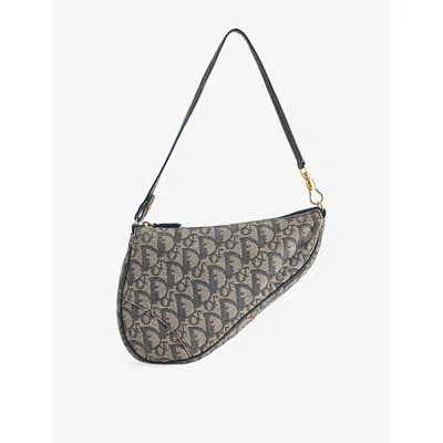 Reselfridges Womens  Pre-loved Dior Mini Saddle Pochette Canvas Shoulder Bag In Blue