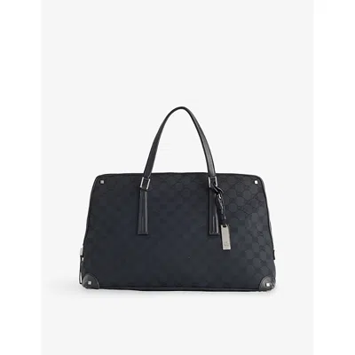 Reselfridges Womens Blue Navy Pre-loved Gucci Gg Canvas Handbag
