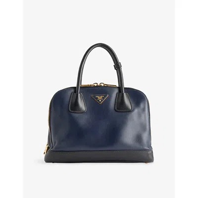 Reselfridges Womens Blue Navy Pre-loved Prada Dome Leather Satchel Bag