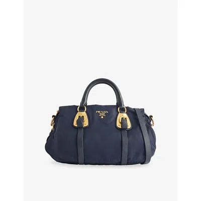 Reselfridges Womens Blue Navy Pre-loved Prada Soft Tessuto Woven Satchel