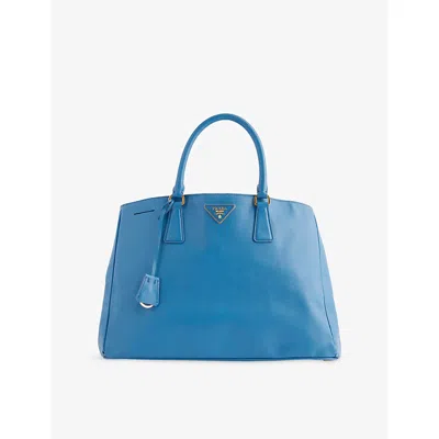Reselfridges Womens Blue Pre-loved Prada Galleria Saffiano Leather Tote Bag