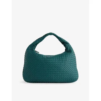 Reselfridges Womens Blue Turquoise Pre-loved Bottega Veneta Veneta Small Intrecciato Leather Hobo Bag