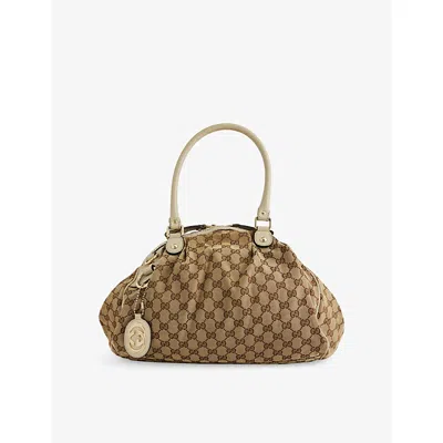 Reselfridges Womens Brown Beige Pre-loved Gucci Sukey Gg Canvas Satchel Bag