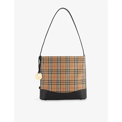 Reselfridges Womens  Pre-loved Burberry Haymarket Check Canvas Shoulder Bag In Brown