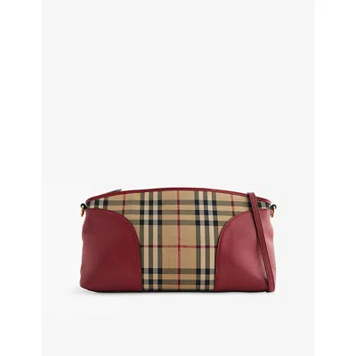 Reselfridges Womens Brown Beige Pre-loved Burberry Haymarket Check Coated Canvas Chichester Crossbody