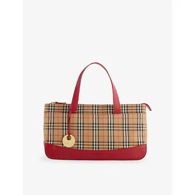Reselfridges Womens  Pre-loved Burberry Haymarket Checked Canvas Handbag In Brown