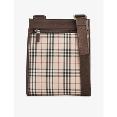 Reselfridges Womens Brown Beige Pre-loved Burberry House Check Canvas Crossbody Bag