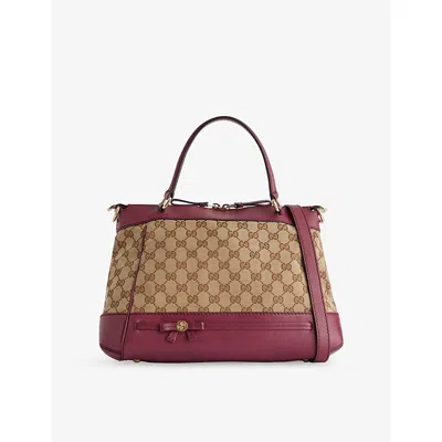 Reselfridges Womens  Pre-loved Gucci Canvas Mayfair Canvas Satchel In Brown