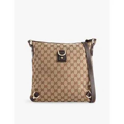 Reselfridges Womens Brown Beige Pre-loved Gucci Gg Abbey D Ring Canvas Cross-body Bag