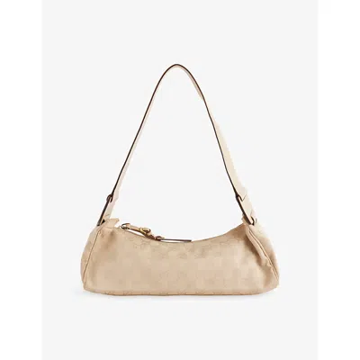 Reselfridges Womens Brown Beige Pre-loved Gucci Gg Canvas Shoulder Bag In Neutral