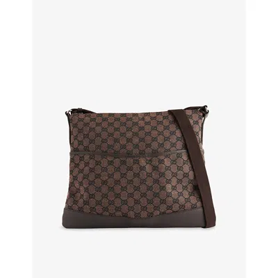 Reselfridges Womens Brown Dark Brown Pre-loved Gucci Gg-monogram Canvas Cross-body Bag