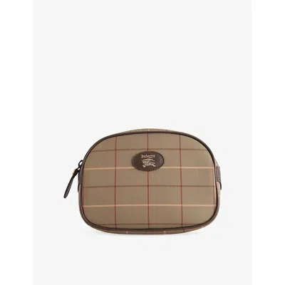 Reselfridges Womens Brown Light Brown Pre-loved Burberry Vintage Check Canvas Clutch Bag