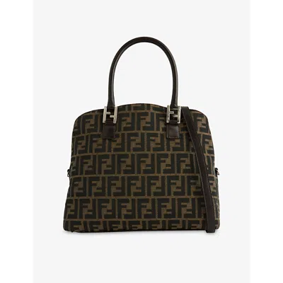 Reselfridges Womens Brown Pre-loved Fendi Zucca Canvas Satchel Bag