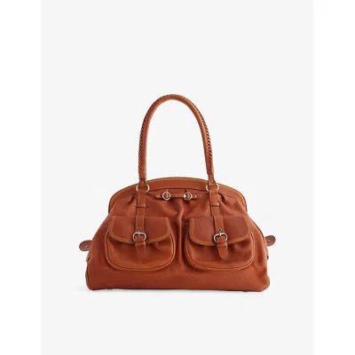 Reselfridges Womens Brown Pre-loved Dior Large My Dior Pockets Frame Leather Top-handle Bag