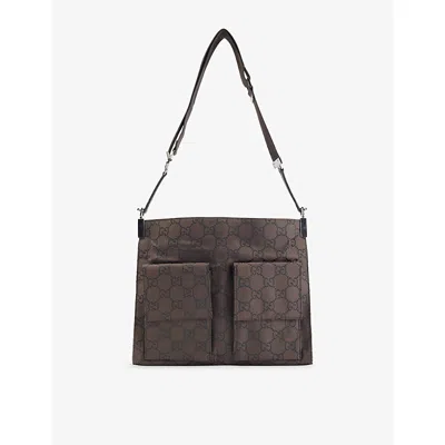 Reselfridges Womens Brown Pre-loved Gg Double Pocket Nylon Crossbody Bag