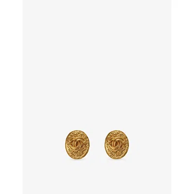 Reselfridges Womens Gold Pre-loved Chanel Cc Clip-on Earrings