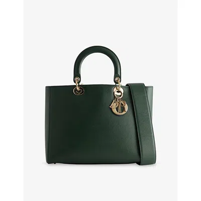 Reselfridges Womens Green Dark Green Pre-loved Dior Lady D-sire Large Leather Satchel Bag