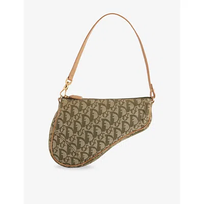 Reselfridges Womens  Pre-loved Dior Mini Diorissimo Canvas Saddle Pochette In Green