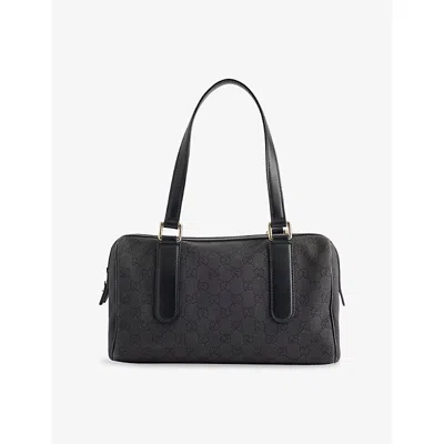 Reselfridges Womens Grey Dark Grey Pre-loved Gucci Gg Denim Charmy Boston Bag