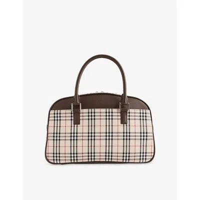 Reselfridges Womens Neutral Pre-loved Burberry Boston Check Canvas Bag