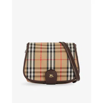 Reselfridges Womens Neutral Pre-loved Burberry Nova Check Canvas Shoulder Bag