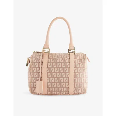 Reselfridges Womens Pink Pre-loved Fendi Zucchino Forever Bauletto Small Canvas Boston Bag