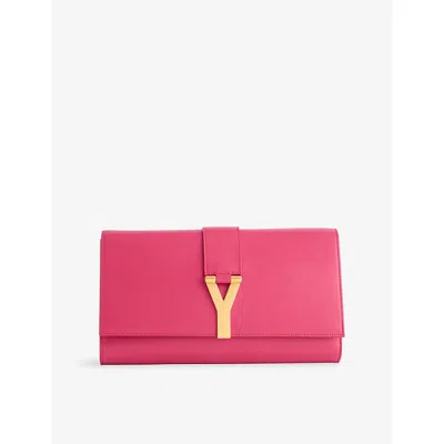 Reselfridges Womens Pink Pre-loved Yves Saint Laurent Y Ligne Leather Clutch