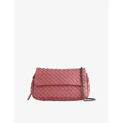 Reselfridges Womens Pink Salmon Pre-loved Mini Intrecciato Expandable Chain Leather Crossbody Bag