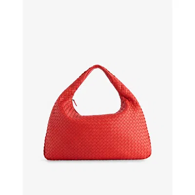 Reselfridges Womens Pre-loved Bottega Veneta Intrecciato Leather Hobo Orange Dark Orange