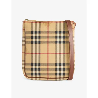 Reselfridges Womens Pre-loved Burberry Haymarket Check Coated Canvas Crossbody Bag Beige
