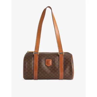 Reselfridges Womens Pre-loved Celine Macadam Coated Canvas Shoulder Bag Brown