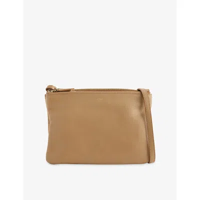 Reselfridges Womens Pre-loved Celine Small Trio Leather Cross-body Bag Beige
