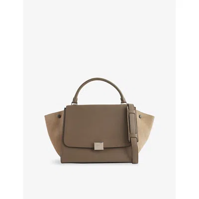 Reselfridges Womens Pre-loved Celine Trapeze Medium Leather Shoulder Bag Brown