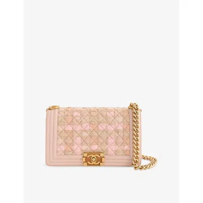 Reselfridges Womens Pre-loved Chanel Boy Flap Tweed And Leather Cross-body Bag Pink Light Pink