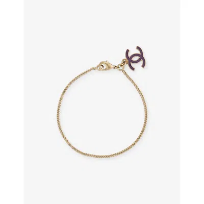 Reselfridges Womens Pre-loved Chanel Cc Charm Metal Bracelet Purple