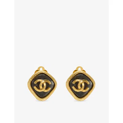 Reselfridges Womens Pre-loved Chanel Cc Gold-plated Diam Clip-on Earrings