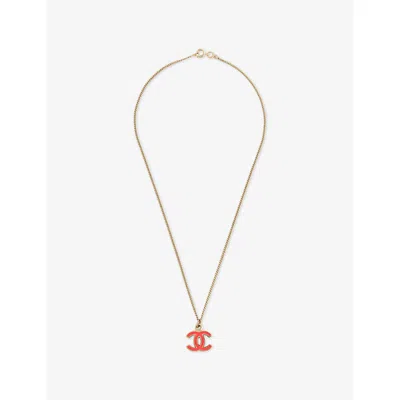 Reselfridges Womens Pre-loved Chanel Cc Gold-plated Enamel Pendant Necklace