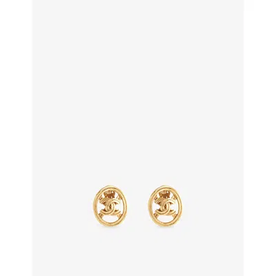 Reselfridges Womens Pre-loved Chanel Cc Oval Gold-plated Metal Clip-on Earrings