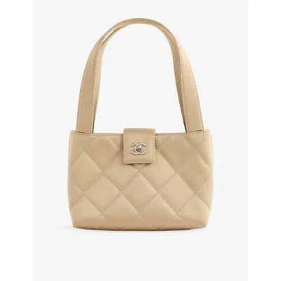 Reselfridges Womens Pre-loved Chanel Cc Quilted Satin Handbag Gold