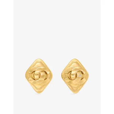 Reselfridges Womens Pre-loved Chanel Cc Rhombus Gold-plated Clip-on Earrings