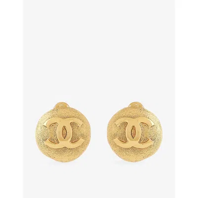 Reselfridges Womens Pre-loved Chanel Cc Round Gold-plated Clip-on Earrings