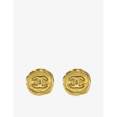 Reselfridges Womens Pre-loved Chanel Cc Round Gold-plated Clip-on Earrings
