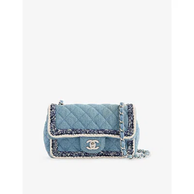Reselfridges Womens Pre-loved Chanel Classic Braided Single-flap Mini Denim Shoulder Bag Blue Denim