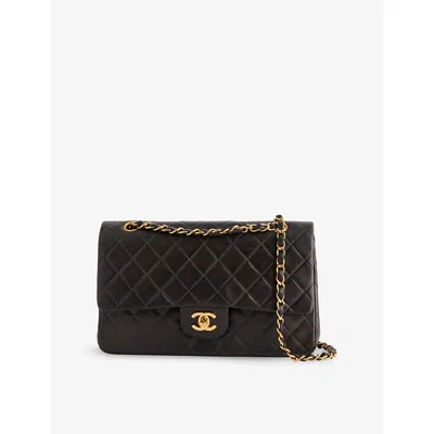 Reselfridges Womens Pre-loved Chanel Medium Double Flap Leather Shoulder Bag Black